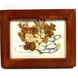 Framed Dried Hand Pressed Thyme Wood Handmade Wall Decor by FlowerCrafters